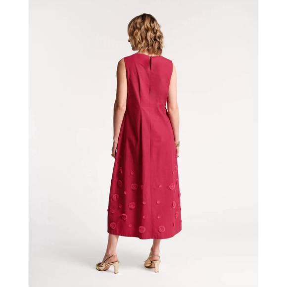 NEW FRANCES VALENTINE mirabelle midi dress in fuschia botanical garden - Picture 3 of 4